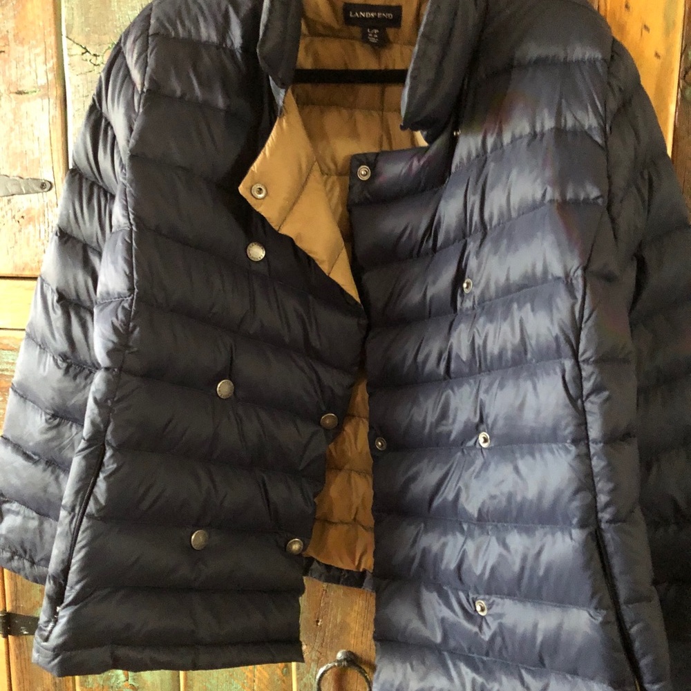 Two Tone Packable Double Breasted Lands End Down … - image 1